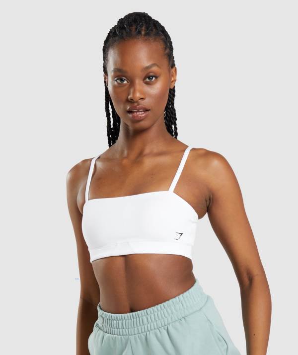 Damske Športové Podprsenky Gymshark Bandeau Biele | VJ8172935